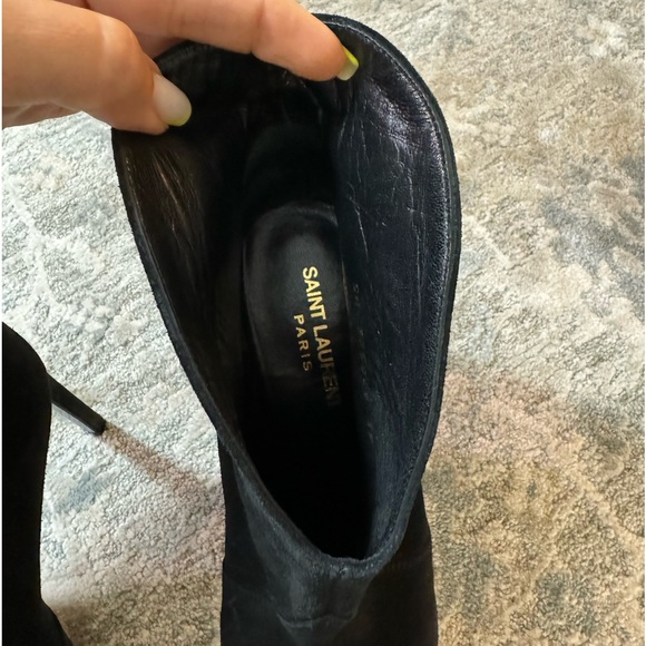 AUTHENTIC SAINT LAURENT SUEDE ANKLE HEELS BOOTS BLACK - Picture 8 of 10